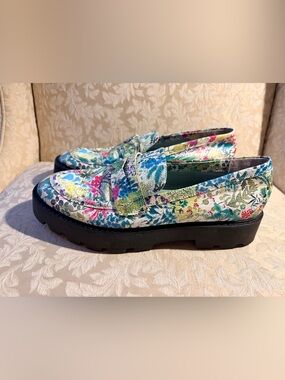 Franco Sarto Multicolor Floral Leather Penny Loafers